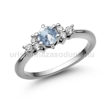 E101FK_B - AKVAMARIN - GYÉMÁNT köves Fehér arany Eljegyzési Gyűrű