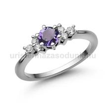 E101FM_C - AMETISZT - CIRKÓNIA köves Fehér arany Eljegyzési Gyűrű