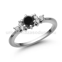 E101FBB_B - FEKETE GYÉMÁNT - GYÉMÁNT köves Fehér arany Eljegyzési gyűrű