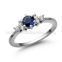 E101FZK_C - KÉK ZAFÍR - CIRKÓNIA köves Fehér arany Eljegyzési Gyűrű