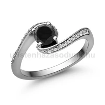 E103FBB_B - FEKETE GYÉMÁNT - GYÉMÁNT köves Fehér arany Eljegyzési gyűrű