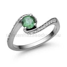 E103FS_B - SMARAGD - GYÉMÁNT köves Fehér arany Eljegyzési Gyűrű