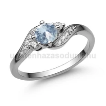 E107FK_B - AKVAMARIN - GYÉMÁNT köves Fehér arany Eljegyzési Gyűrű