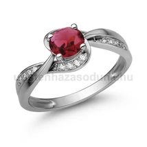 E108FR_C - RUBIN - CIRKÓNIA köves Fehér arany Eljegyzési Gyűrű