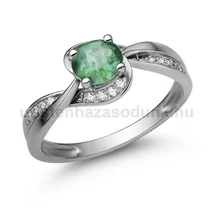 E108FS_B - SMARAGD - GYÉMÁNT köves Fehér arany Eljegyzési Gyűrű