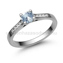 E109FK_C - AKVAMARIN - CIRKÓNIA köves Fehér arany Eljegyzési Gyűrű