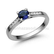 E109FZK_B - KÉK ZAFÍR - GYÉMÁNT köves Fehér arany Eljegyzési Gyűrű