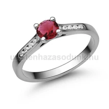 E109FR_B - RUBIN - GYÉMÁNT köves Fehér arany Eljegyzési Gyűrű