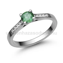 E109FS_C - SMARAGD - CIRKÓNIA köves Fehér arany Eljegyzési Gyűrű