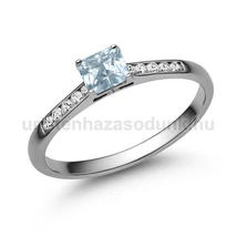E110FK_B - AKVAMARIN - GYÉMÁNT köves Fehér arany Eljegyzési Gyűrű