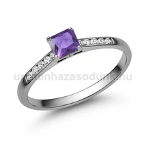E110FM_C - AMETISZT - CIRKÓNIA köves Fehér arany Eljegyzési Gyűrű E110FM_C - AMETISZT - CIRKÓNIA köves Fehér arany Eljegyzési Gyűrű