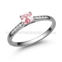 E110FZR_C - RÓZSASZÍN ZAFÍR - CIRKÓNIA köves Fehér arany Eljegyzési Gyűrű