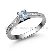 E111FK_B - AKVAMARIN - GYÉMÁNT köves Fehér arany Eljegyzési Gyűrű