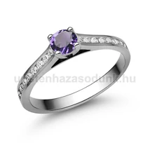 E111FM_C - AMETISZT - CIRKÓNIA köves Fehér arany Eljegyzési Gyűrű