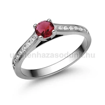 E111FR_B - RUBIN - GYÉMÁNT köves Fehér arany Eljegyzési Gyűrű