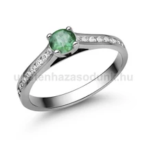 E111FS_C - SMARAGD - CIRKÓNIA köves Fehér arany Eljegyzési Gyűrű