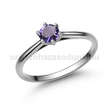 E114FM - AMETISZT  köves Fehér arany Eljegyzési Gyűrű