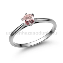 E114FZR - RÓZSASZÍN ZAFÍR  köves Fehér arany Eljegyzési Gyűrű