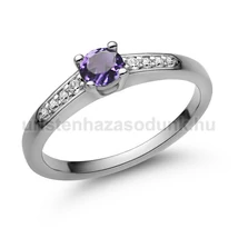 E115FM_C - AMETISZT - CIRKÓNIA köves Fehér arany Eljegyzési Gyűrű
