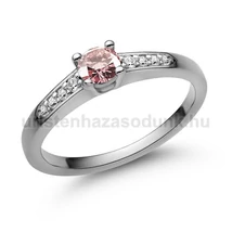 E115FZR_B - RÓZSASZÍN ZAFÍR - GYÉMÁNT köves Fehér arany Eljegyzési Gyűrű