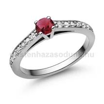 E118FR_B - RUBIN - GYÉMÁNT köves Fehér arany Eljegyzési Gyűrű