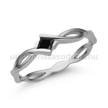 E11FBB - FEKETE GYÉMÁNT köves Fehér arany Eljegyzési gyűrű