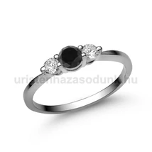 E16FBB_C - FEKETE GYÉMÁNT - CIRKÓNIA köves Fehér arany Eljegyzési gyűrű