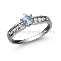 E17FK_B - AKVAMARIN - GYÉMÁNT köves Fehér arany Eljegyzési Gyűrű
