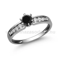 E17FBB_B - FEKETE GYÉMÁNT -  GYÉMÁNT köves Fehér arany Eljegyzési gyűrű