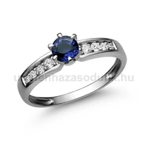 E17FZK_B - KÉK ZAFÍR - GYÉMÁNT köves Fehér arany Eljegyzési Gyűrű