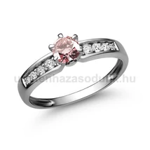 E17FZR_B - RÓZSASZÍN ZAFÍR - GYÉMÁNT köves Fehér arany Eljegyzési Gyűrű