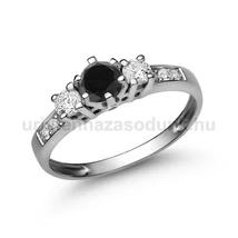 E18FBB_C - FEKETE GYÉMÁNT - CIRKÓNIA köves Fehér arany Eljegyzési gyűrű