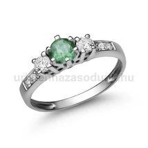 E18FS_B - SMARAGD - GYÉMÁNT köves Fehér arany Eljegyzési Gyűrű
