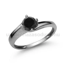E19FBB - FEKETE GYÉMÁNT köves Fehér arany Eljegyzési gyűrű