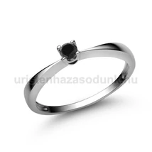 E1FBB - FEKETE GYÉMÁNT köves Fehér arany  Eljegyzési gyűrű