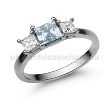 E201FK_C - AKVAMARIN - CIRKÓNIA köves Fehér arany Eljegyzési Gyűrű