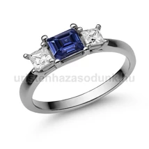 E201FZK_C - KÉK ZAFÍR - CIRKÓNIA köves Fehér arany Eljegyzési Gyűrű