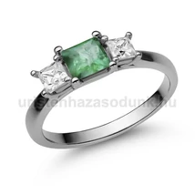 E201FS_B - SMARAGD - GYÉMÁNT köves Fehér arany Eljegyzési Gyűrű