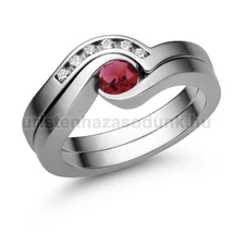 E204FR_C - RUBIN - CIRKÓNIA köves Fehér arany Eljegyzési gyűrű