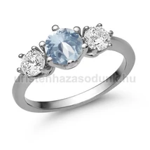 E205FK_C - AKVAMARIN - CIRKÓNIA köves Fehér arany Eljegyzési Gyűrű
