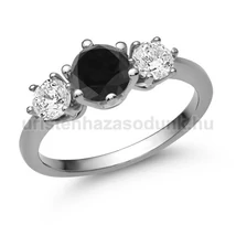 E205FBB_C - FEKETE GYÉMÁNT - CIRKÓNIA köves Fehér arany Eljegyzési gyűrű