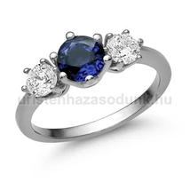 E205FZK_C - KÉK ZAFÍR - CIRKÓNIA köves Fehér arany Eljegyzési Gyűrű