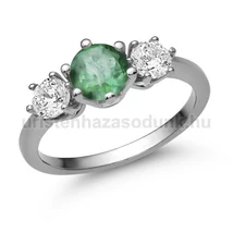 E205FS_C - SMARAGD - CIRKÓNIA köves Fehér arany Eljegyzési Gyűrű