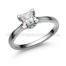 E206FC_S - SMARAGD - CIRKÓNIA köves Fehér arany Eljegyzési Gyűrű
