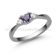 E208FM_C - AMETISZT - CIRKÓNIA köves Fehér arany Eljegyzési Gyűrű