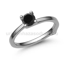 E211FBB_C - FEKETE GYÉMÁNT - CIRKÓNIA köves Fehér arany Eljegyzési gyűrű