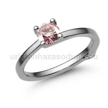 E211FZR_C - RÓZSASZÍN ZAFÍR - CIRKÓNIA köves Fehér arany Eljegyzési Gyűrű