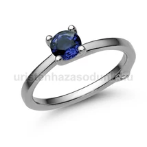 E211FZK_B - KÉK ZAFÍR - GYÉMÁNT köves Fehér arany Eljegyzési Gyűrű