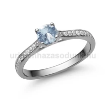 E28FK_C - AKVAMARIN - CIRKÓNIA köves Fehér arany Eljegyzési Gyűrű
