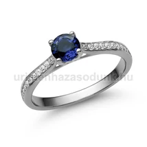 E28FZK_C - KÉK ZAFÍR - CIRKÓNIA köves Fehér arany Eljegyzési Gyűrű